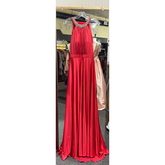 Halter Red Prom Dress - Picture 3 of 4